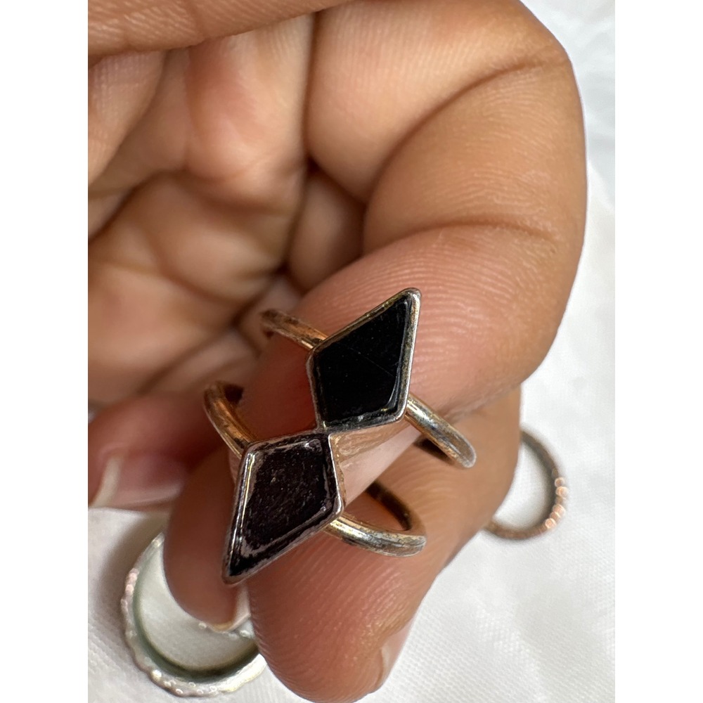 Boho Stackable Midi Rings Set Silver Tone Geometr… - image 3